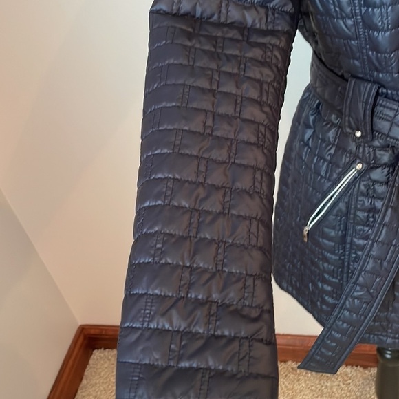 Laundry by Shelli Segal Jacket Blue SZ Medium Button Up Tie Around Waist Quilted - Picture 4 of 15